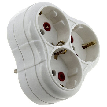 Тройник 3 гн, с/з круглый бел, 16А 250В PROxima EKF