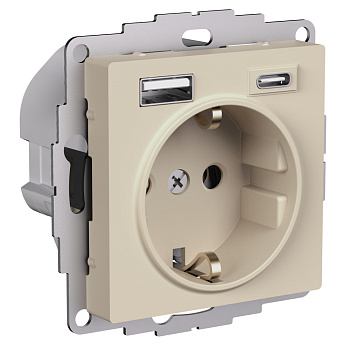 ATLASDESIGN Механизм Розетки 16А с 2 USB A+C, 5В/2,4А/3,0А, 2х5В/1,5А песочный Schneider Electric ATLASDESIGN Механизм Розетки 16А с 2 USB A+C, 5В/2,4А/3,0А, 2х5В/1,5А песочный Schneider Electric