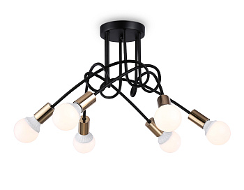 Потолочный светильник в стиле лофт TR80419/5 BK/GD черный/золото E27/5 max 60W D690*370 Ambrella Light