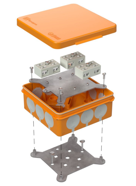 Коробка огнестойкая разветвительная для о/п двухкомпонентная 60-0303-FR6.0-4-6-Р Е15-Е60 100х100х40 RAL2004 Промрукав (17 шт/уп)