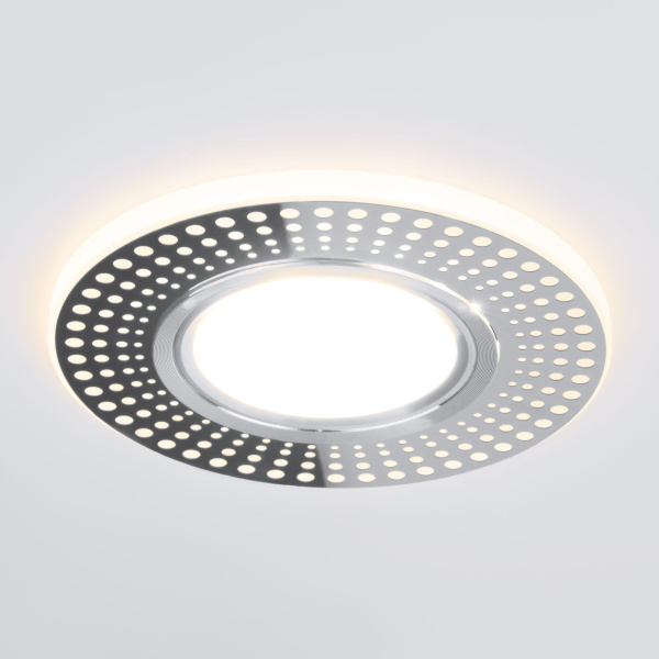 Встраиваемый точечный светильник со св/д подсветкой 1*G5.3 4200К хром IP20 (a045437) Elektrostandard