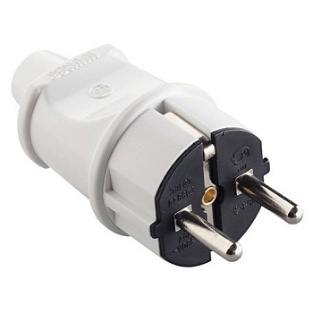 Вилка штепсельная c заземлением белая MAKEL 10002