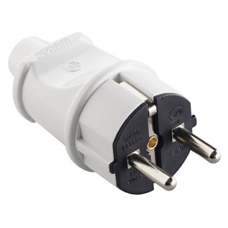 Вилка штепсельная c заземлением белая MAKEL 10002