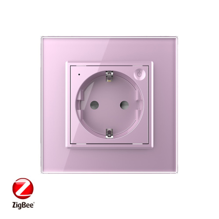 Розетка электрическая ZigBee (Wi-Fi) с заземлением защитными шторками 16A 1 пост Розовая Livolo