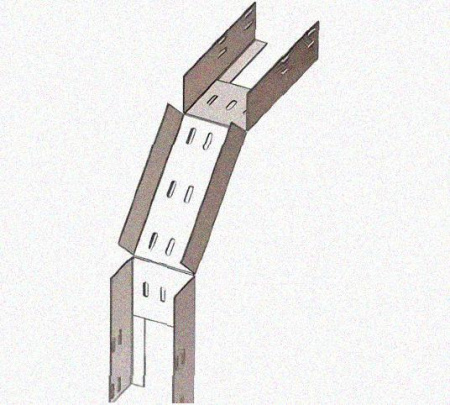 Лоток перфорированный КС 100х100-90 УТ1,5 для поворота трассы вниз на 90, горячее цинкование S1,5