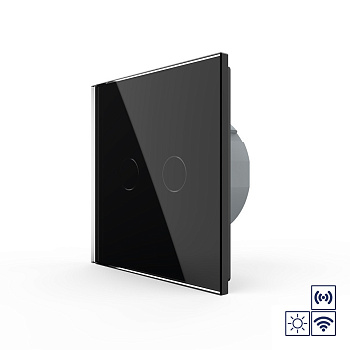 Сенсорный импульсный радиоуправляемый выключатель сухой контакт 2 клавиши 1 модуль Черный Livolo