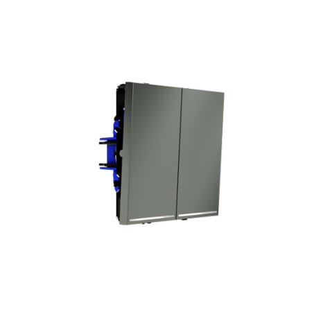 Проходной переключатель встраиваемый Voltum S70 двухклавишный с подсветкой 10А, (титан)