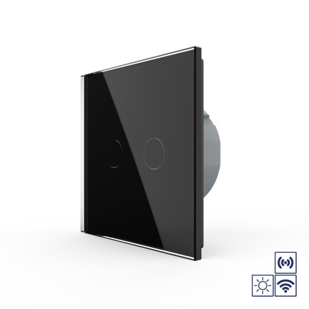 Сенсорный импульсный радиоуправляемый выключатель сухой контакт 2 клавиши 1 модуль Черный Livolo