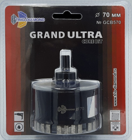 Коронка алмазная по керамограниту 70 мм Grand Ultra GCB570 Trio-Diamond