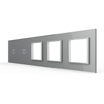 Панель для 2-х сенсорных выключателей и 3-х розеток, 2 клавиши (1+1), цвет серый, стекло Livolo