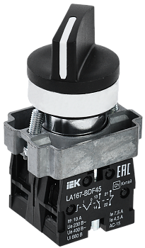 Переключатель LA167-BDF45 на 2 положения 1з+1р черный IEK
