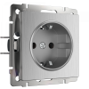 Встраиваемые механизмы Розетка СУ 1 мест. с зазем. 16А cеребряный рифленый IP20 Werkel