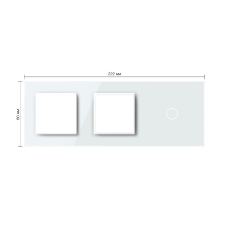 Панель для двух розеток и сенсорного выключателя, 1 клавиша, цвет белый, стекло Livolo