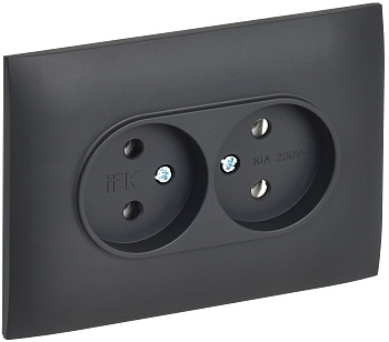 SKANDY Розетка 2-местная без заземления без защитных шторок 10А в сборе SK-R10T титан IEK