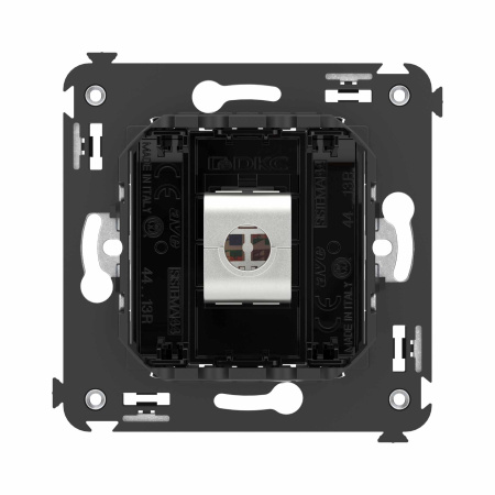 Компьютерная розетка RJ-45 без шторки в стену, кат.6А одинарная экранированная, "Avanti", "Черный квадрат" DKC