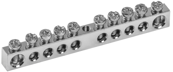 Шина PEN "земля-ноль" 6х9мм 10/1 с никелевым покрытием (10групп/крепеж по центру) IEK