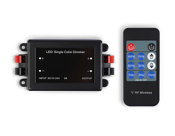 Контроллер диммер для одноцветных светодиодных лент с радио пультом 2.4G 8A 12V 96W / 24V 192W GS11001 (CR2025) Ambrella Light