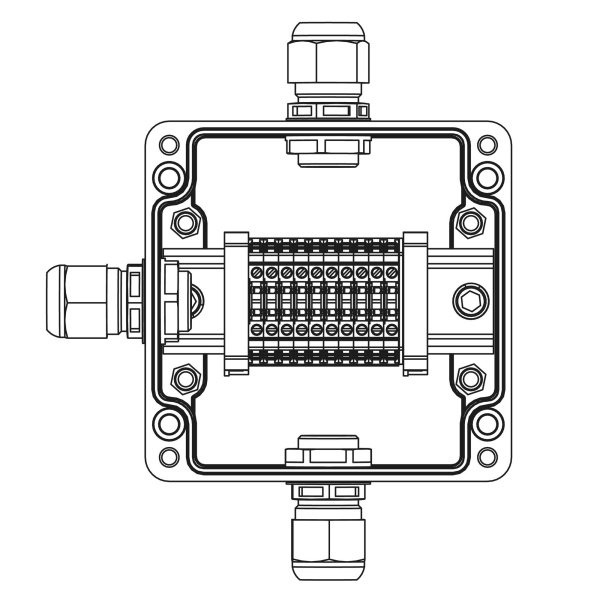 Взрывозащ. клемм. коробка из полиэстера TBE-P-03-(10xCBC.2)-1xPABMP(A)(C)(D)1Ex e IIC Т5 Gb / Ex tb IIIC T95°C Db IP66 DKC
