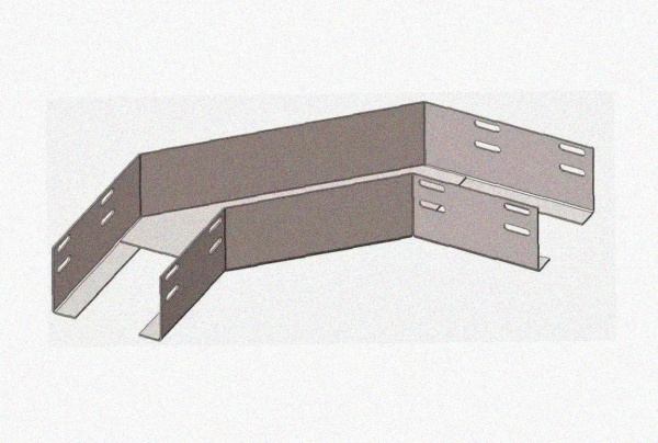 Лоток угловой замковый перфорированный КГЗ 200х60-90 УТ1,5 поворот на 90, оцинкованный лист, S1,5