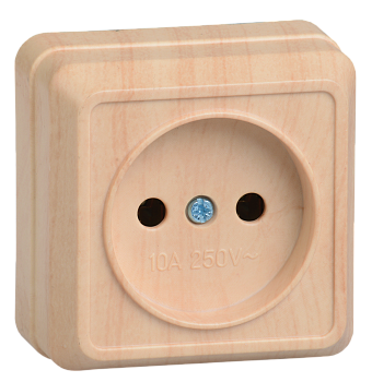 Розетка 1-местная ОУ РС20-2-ОС без з/з 10А ОКТАВА сосна IEK