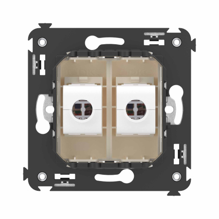 Компьютерная розетка RJ-45 без шторки в стену, кат.6А двойная, "Avanti", "Ванильная дымка" DKC