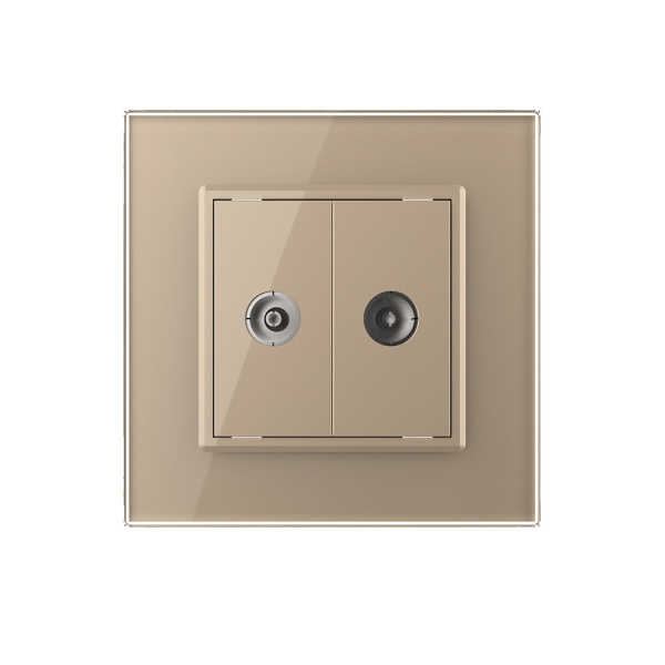 Розетка ТВ двойная Золотая Livolo