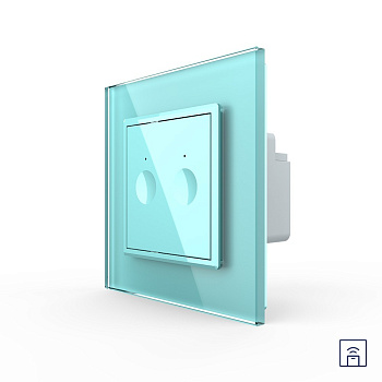 Двухклавишный сенсорный выключатель Module с функцией радиоуправления, цвет зеленый Livolo