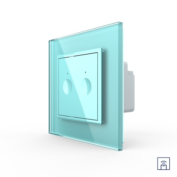 Двухклавишный сенсорный выключатель Module с функцией радиоуправления, цвет зеленый Livolo