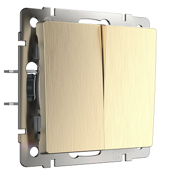 Выключатель двухклавишный проходной (шампань рифленый) СУ IP20 Werkel