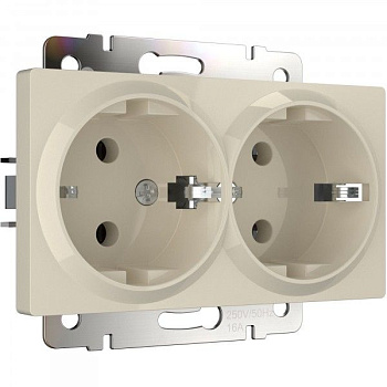 Встраиваемые механизмы Розетка СУ 2-м с заземл. 16А слоновая кость IP20 Werkel