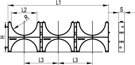 Держатель расстояния (кластер) для двустенных труб, д.50мм, тройной DKC