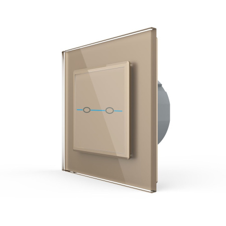 Сенсорный выключатель Quadro 2 клавиши 1 пост Золотой Livolo