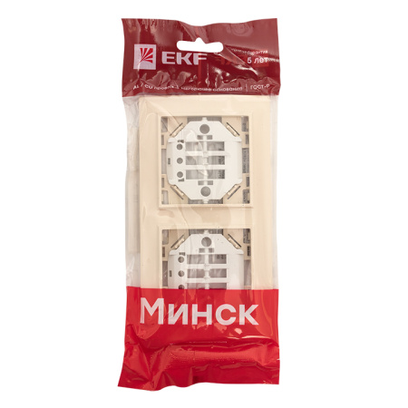 Минск Рамка 2-местная горизонтальная бежевый EKF