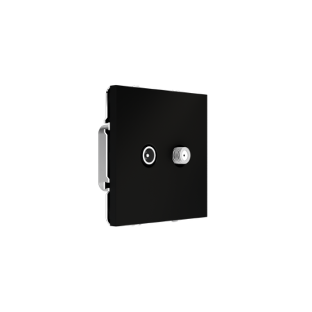 Розетка телевизионная встраиваемая Voltum S70 оконечная TV+SAT, (черный матовый)