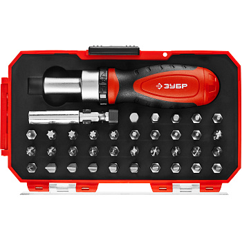 Компакт-37 набор: реверсивная отвертка с насадками 37 шт ЗУБР