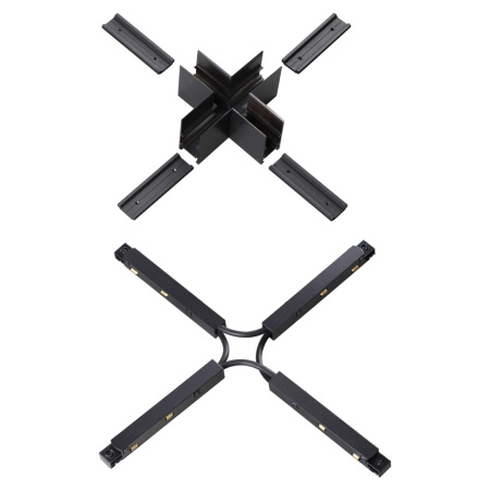 Соединитель с токопроводом для шинопровода Х-образный IP20 48V FLUM черный NOVOTECH