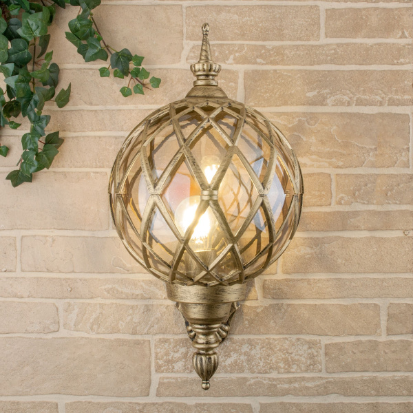 Уличный настенный светильник 1*E27 черное золото IP44 (a025302) Elektrostandard