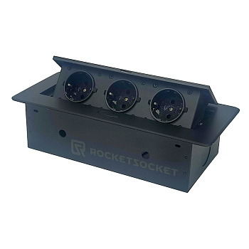 Розетка горизонтальная выдвижная 3EU Черная OvalC RocketSocket