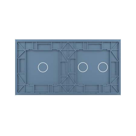 Панель для двух сенсорных выключателей, 3 клавиши (2+1), цвет синий, стекло Livolo