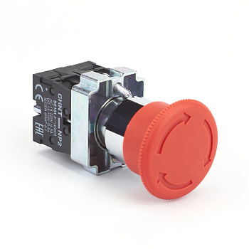 Кнопка управления "Грибок" Φ40мм фиксацией NP2-BS545 без подсветки красная 1НО+1НЗ, IP40 (R) CHINT