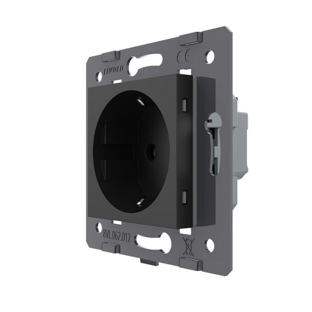 Розетка электрическая с заземлением защитными шторками 16A, зажимы, цвет черый (механизм) Livolo