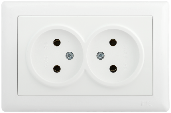Розетка 2-местная РС20-1-0-ББ без з/з 10А BOLERO белый IEK
