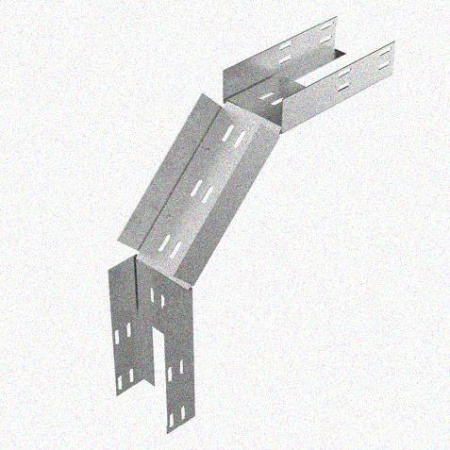 Лоток замковый перфорированный КСЗ 200х65-90 УХЛ1 для поворота трассы вниз на 90, оцинкованный лист, S1,0