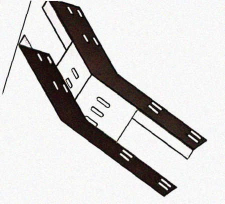 Лоток перфорированный КП 250х65-45 УХЛ1 для поворота трассы вверх на 45, оцинкованный лист, S1,0