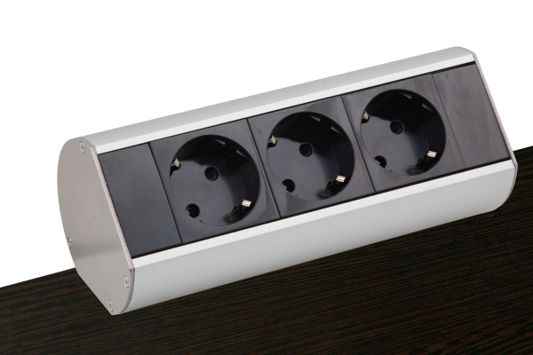 Donel Настольный розеточный блок Ovaledesign в сборе: 3х220V, кабель 3м с вилкой
