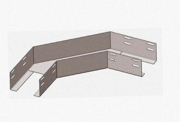 Лоток угловой глухой КГГ 150х50-90 УТ1,5 поворот на 90, оцинкованный лист S1,5