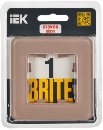 BRITE Рамка 1-мест. РУ-1-2-Бр стекло дым. RE IEK