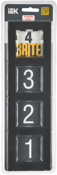 BRITE Рамка 4-мест. РУ-4-2-Бр стекло черн. матовый IEK