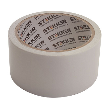 Скотч двусторонний на полипропиленовой основе STEKKER INTP6-48-10 48мм*10м, прозрачный, белая подложка