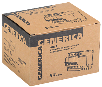 Дифференциальный автоматический выключатель АВДТ АД14 4П 50А 100мА GENERICA